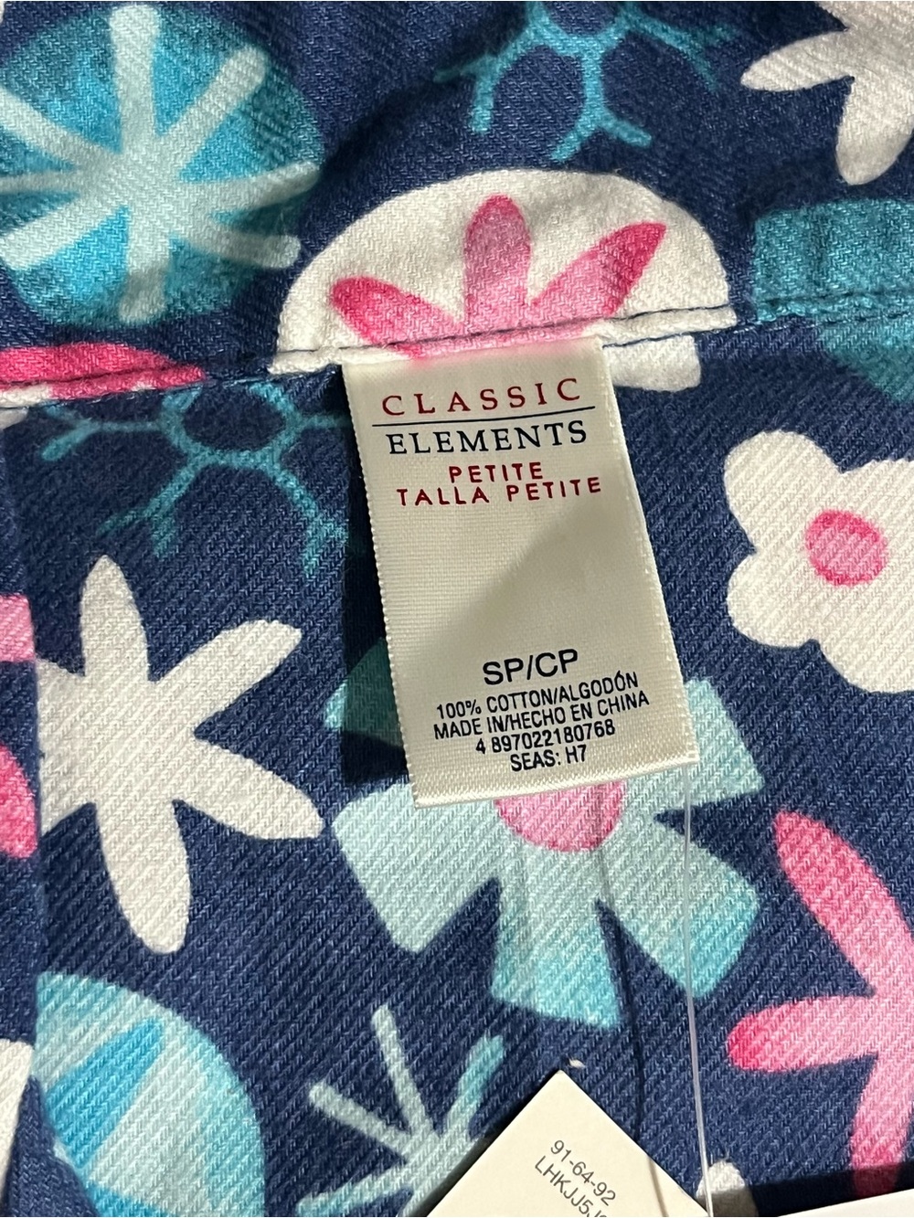 Classic Elements Navy Floral Pajama Set Women’s Size Small Petite New with Tags - Picture 4 of 5